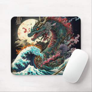 Tapis De Souris Dragon japonais de grande nuit