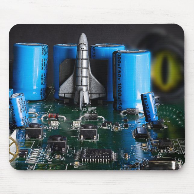 Tapis De Souris Dragon regardant le lancement de la navette spatia (Devant)