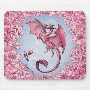 Tapis De Souris Dragon rose du printemps Nature Imaginaire Art