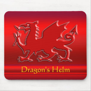 Tapis De Souris Dragon rouge à look bossé sur chromé rouge