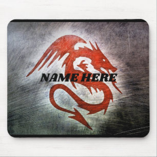 Tapis De Souris Dragon rouge avec nom