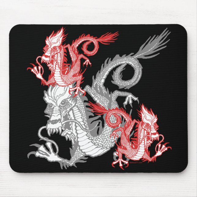 Tapis De Souris Dragon rouge chinois Mousepad (Devant)