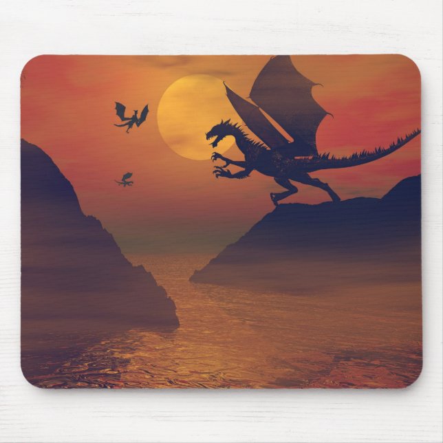 Tapis De Souris Dragon Sunset Mousepad (Devant)
