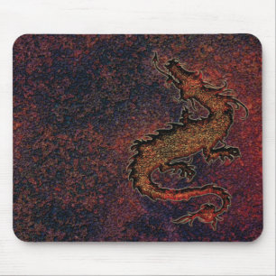 Tapis De Souris dragon sur arrière - plan métallique rouillé