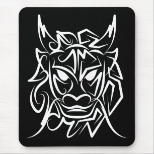 Tapis De Souris Dragon tribal noir et blanc