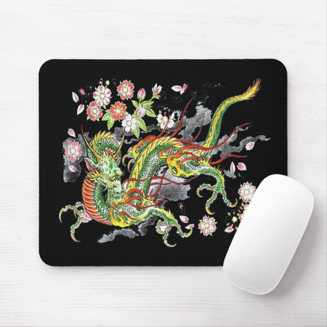 Tapis de souris Dragon Vert III (Avec souris)