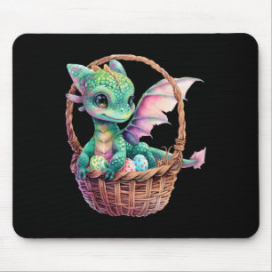 Tapis De Souris Dragon vert mignon Oeufs de chasse de Pâques Oeufs