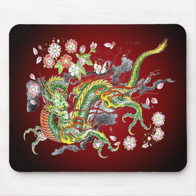 Tapis De Souris Dragon vert Mousepad (Devant)