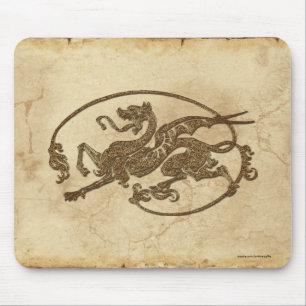 Tapis De Souris Dragon vintage du Vieux Monde sur effet Parchemin