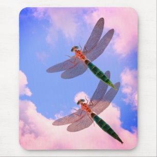 Tapis De Souris Dragonflies Ciel Bleu Nuages Nature