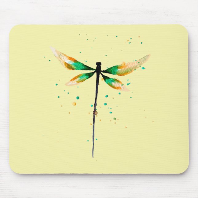 Tapis De Souris Dragonfly cute watercolor illustration (Devant)