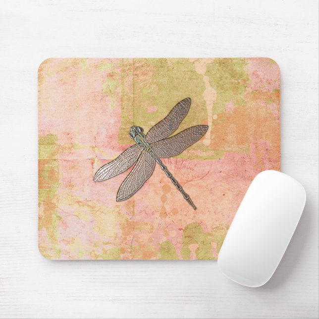 Tapis De Souris Dragonfly d'impressions roses (Avec souris)