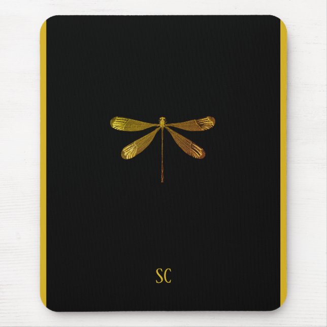 Tapis De Souris Dragonfly dorée avec texte personnalisé (Devant)
