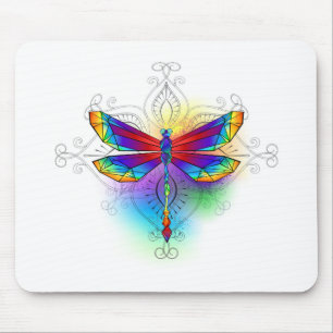 Tapis De Souris Dragonfly en arc-en-ciel