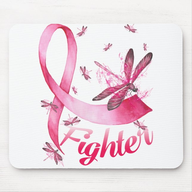 Tapis De Souris Dragonfly rose Ribbon Cancer du sein (Devant)