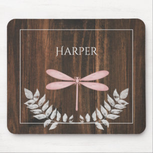 Tapis De Souris Dragonfly rose rustique - Pad de souris personnali