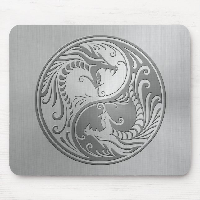 Tapis De Souris Dragons de Yin Yang d'acier inoxydable (Devant)