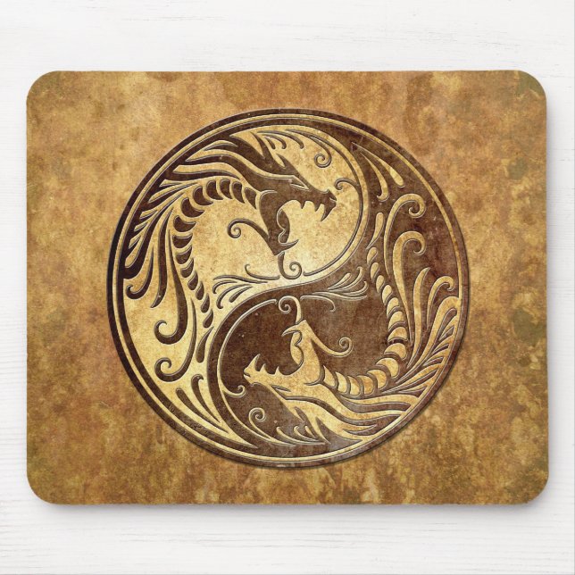 Tapis De Souris Dragons en pierre de Yin Yang (Devant)