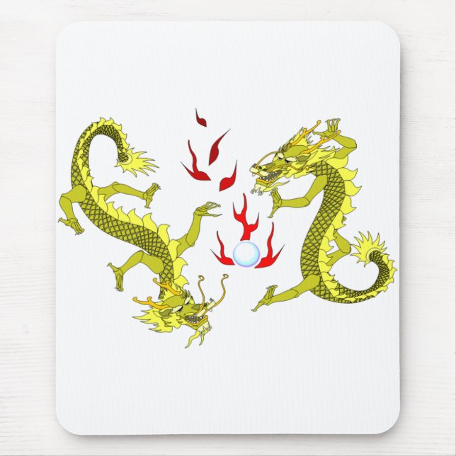 Tapis De Souris Dragons jaunes Mousepad (Devant)