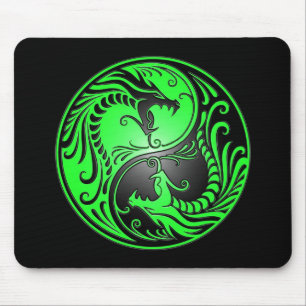 Tapis De Souris Dragons, vert et noir de Yin Yang