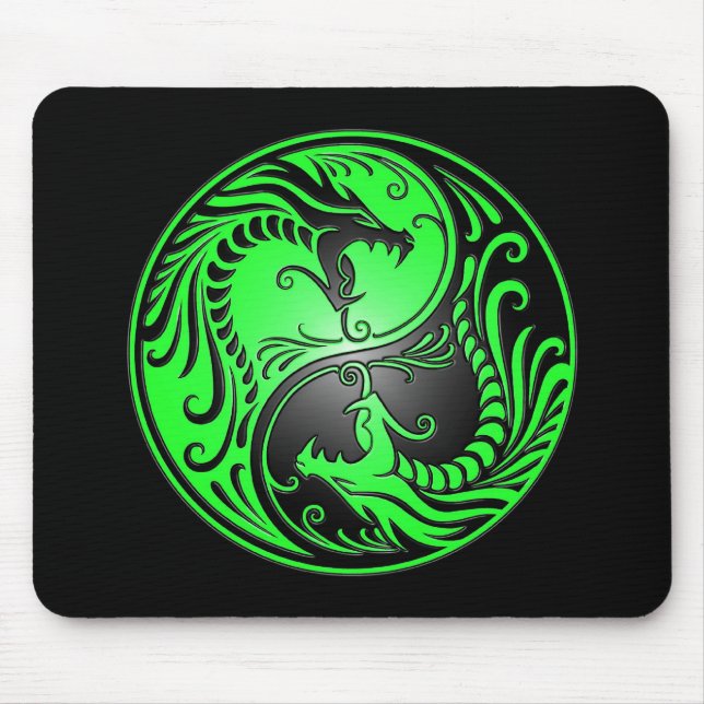 Tapis De Souris Dragons, vert et noir de Yin Yang (Devant)