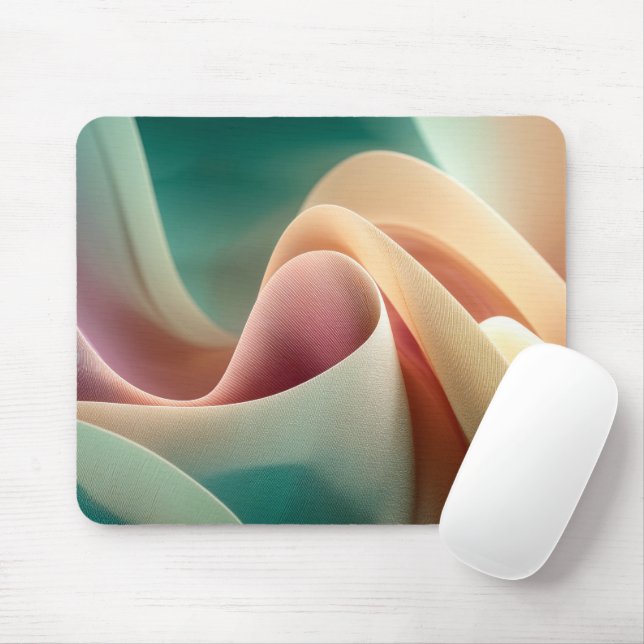 Tapis De Souris Drapé abstrait avec dégradé pastel fluide (Avec souris)