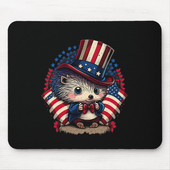 Tapis De Souris Drapeau 4 juillet Hérisson patriotique (Devant)