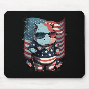 Tapis De Souris Drapeau 4 juillet Patriotique Hippo Us