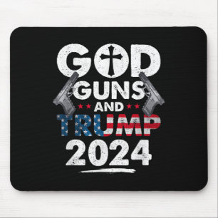 Tapis De Souris Drapeau Américain 2024 De God Guns Et Trump