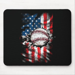 Tapis De Souris Drapeau américain 4 juillet baseball Hommes garçon
