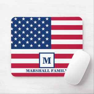 Tapis De Souris Drapeau américain 4 juillet États-Unis Customisé M