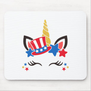 Tapis De Souris Drapeau américain 4 juillet Unicorne patriotique U
