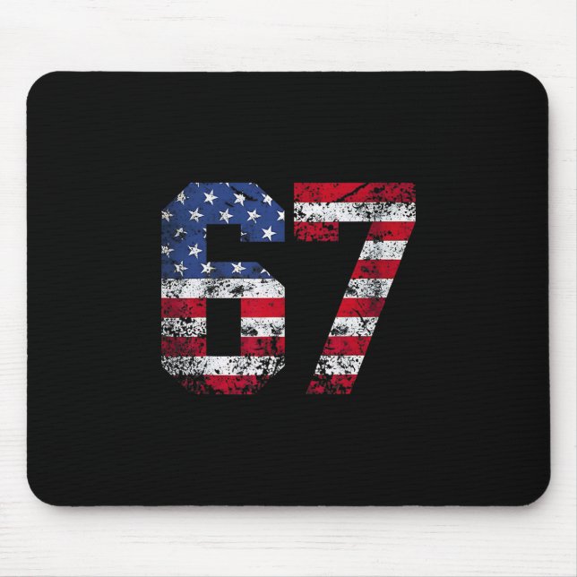 Tapis De Souris Drapeau américain 67 Mème Drôle Six Sept Gen Alpha (Devant)