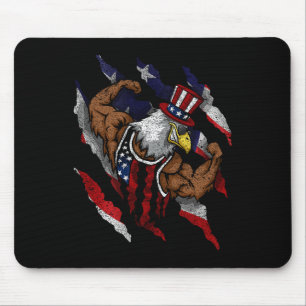Tapis De Souris Drapeau Américain Aigle Chauve Musclé Vélo Flexion