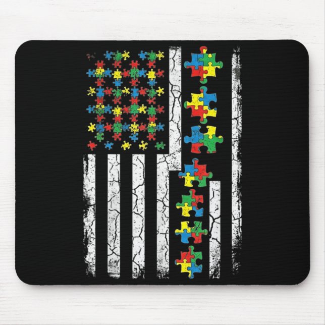 Tapis De Souris Drapeau américain avec puzzles pour la Journée de  (Devant)