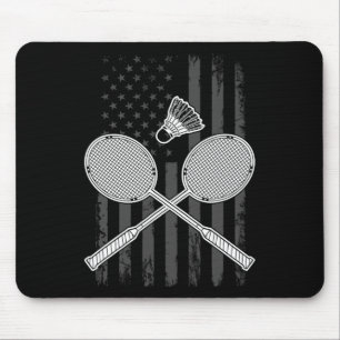 Tapis De Souris Drapeau Américain Badminton Et Navette