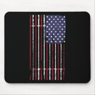 Tapis De Souris Drapeau américain Barbell pour femmes hommes