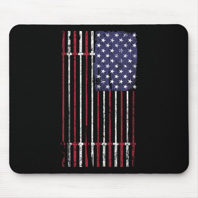 Tapis De Souris Drapeau américain Barbell pour femmes hommes (Devant)