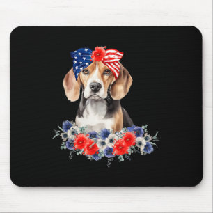 Tapis De Souris Drapeau américain beagle Bandana 4 juillet