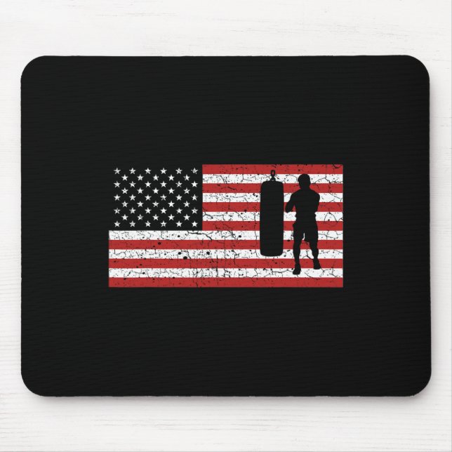 Tapis De Souris Drapeau Américain Boxe Boxe Cadeau Hommes Femmes  (Devant)