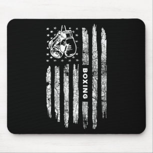 Tapis De Souris Drapeau Américain Boxe en détresse - Boxeur Vintag