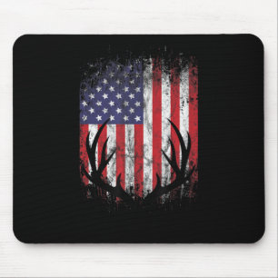 Tapis De Souris Drapeau américain Chasse aux cerfs Buck Antlers