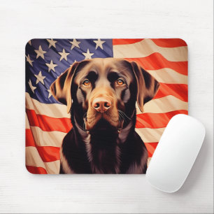 Tapis De Souris Drapeau américain Chocolat Labrador