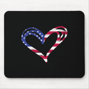 Tapis De Souris Drapeau américain Coeur des forces armées patrioti