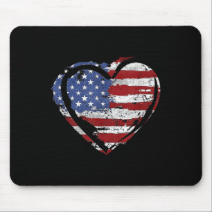 Tapis De Souris Drapeau américain Coeur Forces armées patriotiques