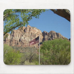 Tapis De Souris Drapeau américain dans le parc national de Zion II