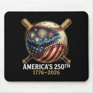 Tapis De Souris Drapeau américain de baseball 250e patriotique amé
