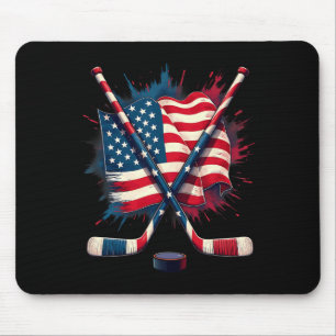 Tapis De Souris Drapeau américain de hockey sur glace