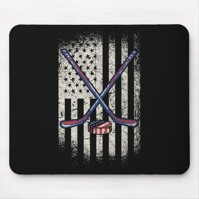Tapis De Souris Drapeau américain de hockey - Usa Ice Hockey (Devant)