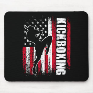Tapis De Souris Drapeau américain de kickboxing Fighter Kickboxer